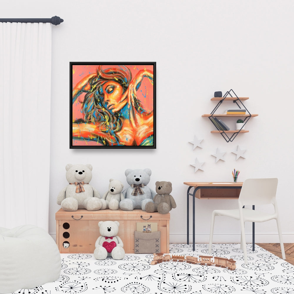 Orange Bedroom Figurative Canvas | Dance the Colors Wall Art