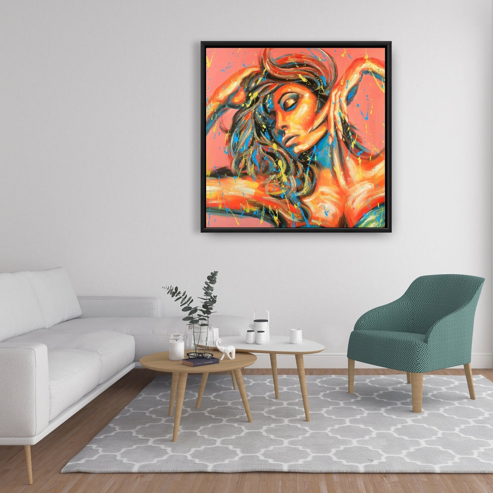 Orange Bedroom Figurative Canvas | Dance the Colors Wall Art