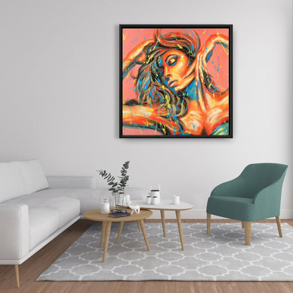 Orange Bedroom Figurative Canvas | Dance the Colors Wall Art