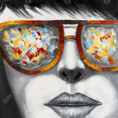 Contemporary Gray Canvas - Colorful Sunglasses Bedroom Decor