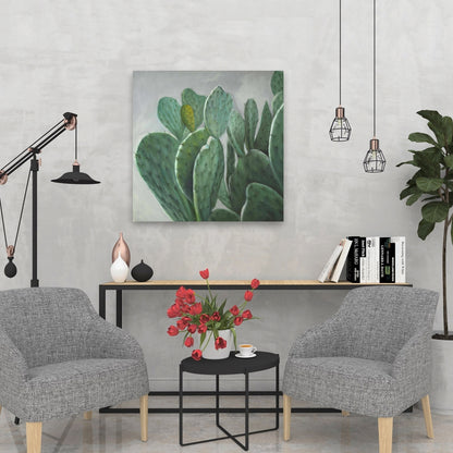 Paddle Cactus Gray Canvas | Exotic Bedroom Decor Wall Art