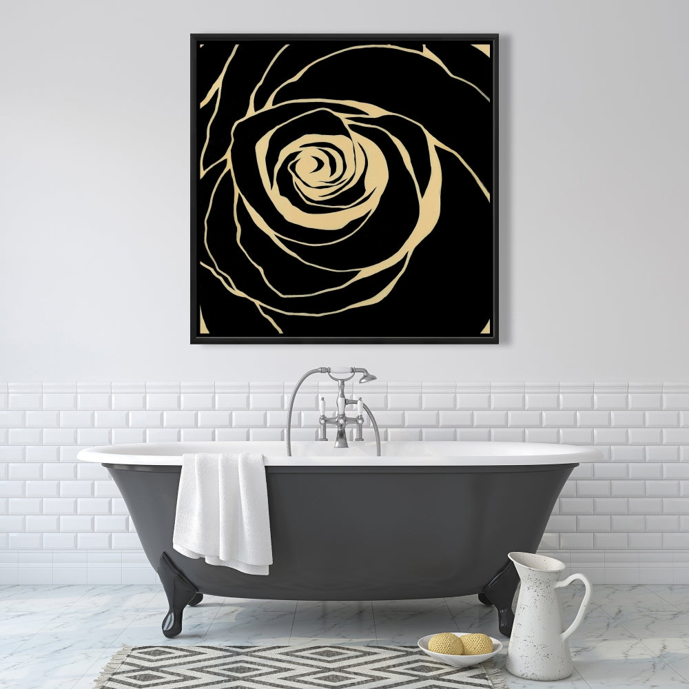 Black Rose Framed Canvas | Romantic Bedroom Flowers Decor