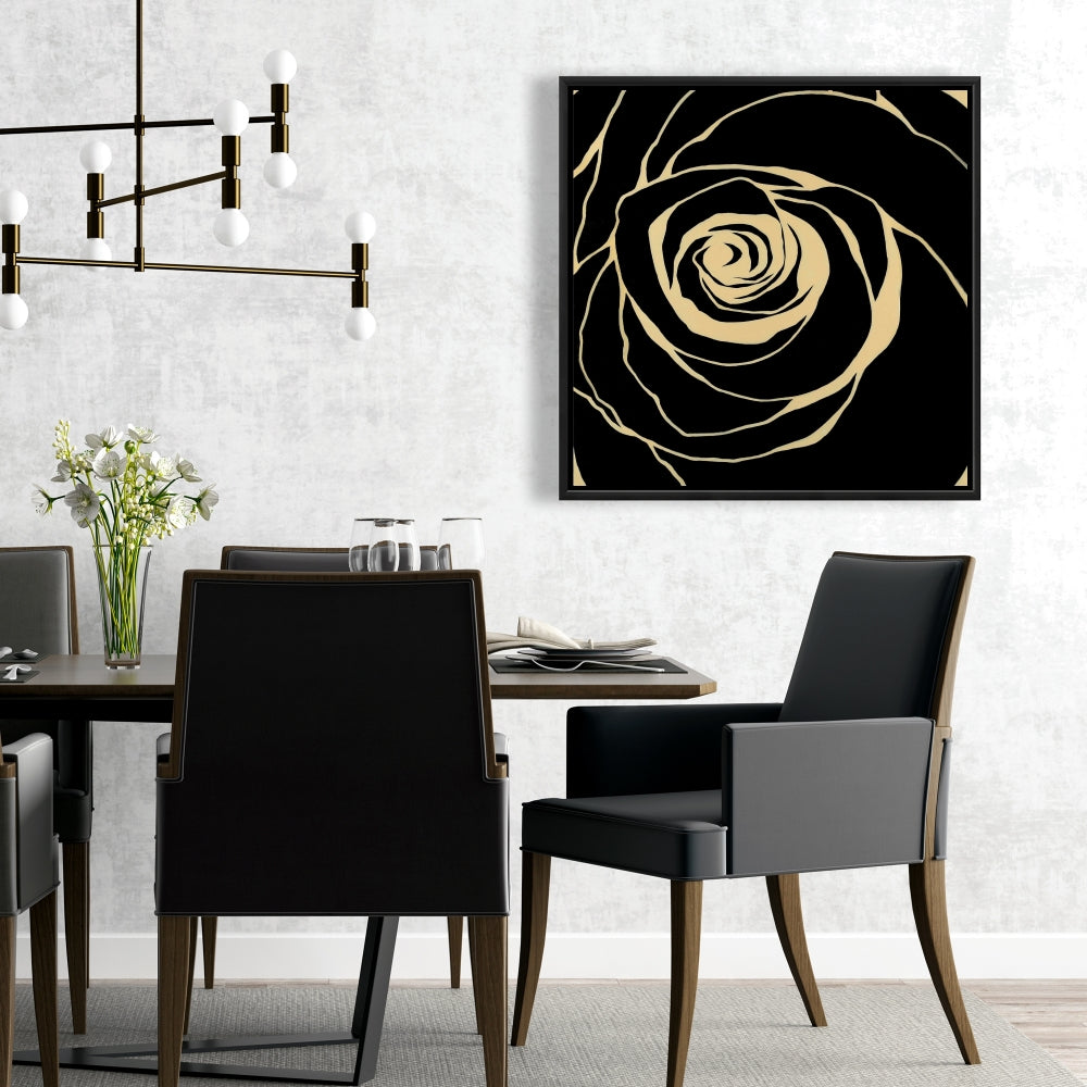 Black Rose Framed Canvas | Romantic Bedroom Flowers Decor