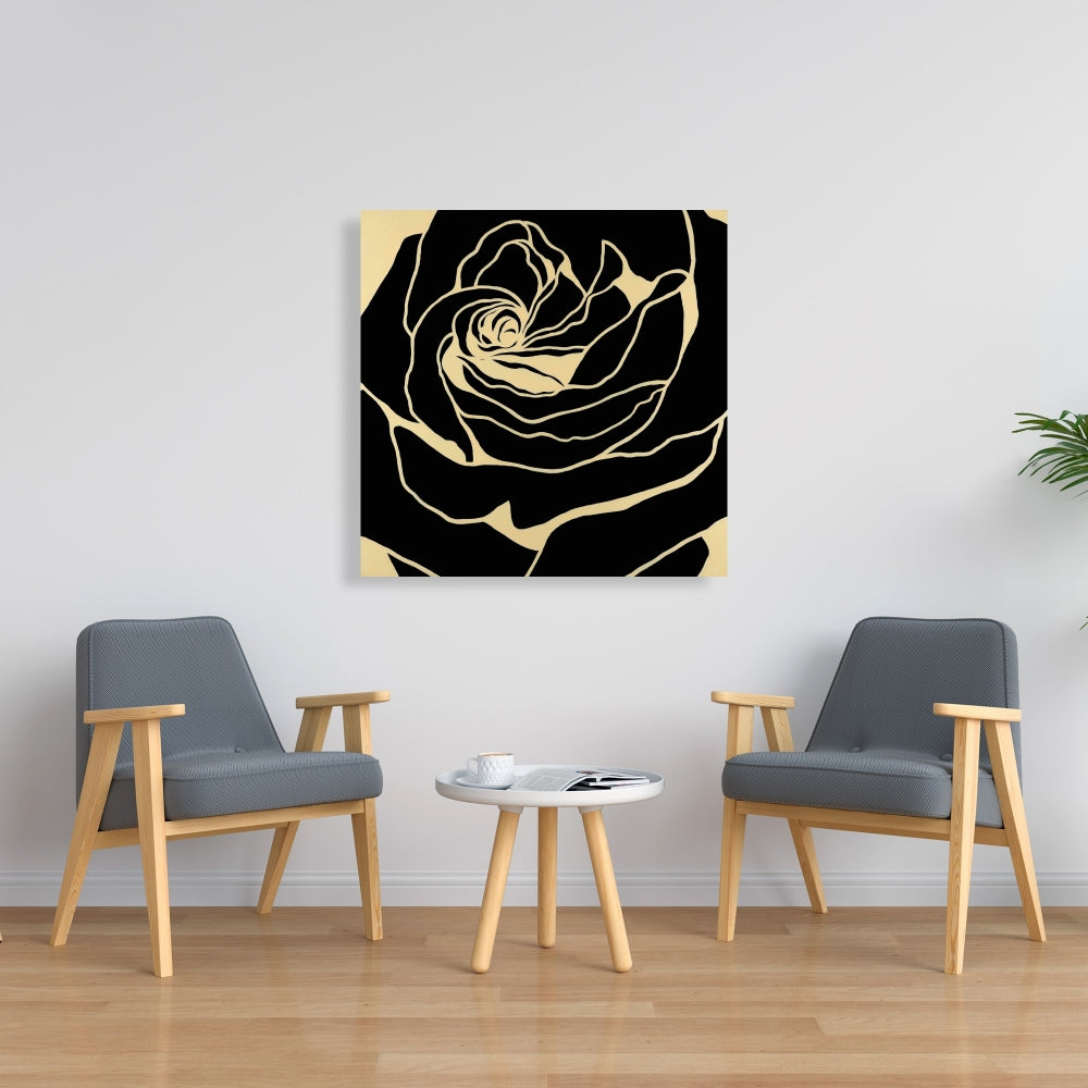 Silhouette of a Rose | Black Floral Canvas for Bedroom Decor