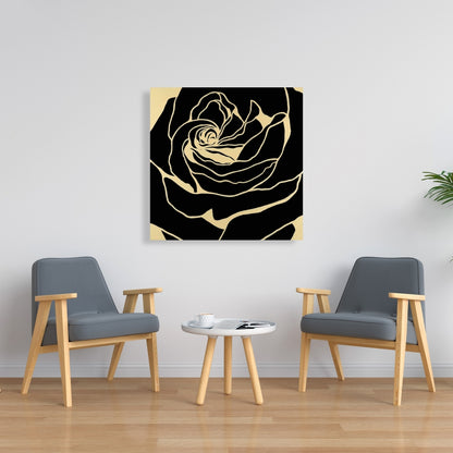 Silhouette of a Rose | Black Floral Canvas for Bedroom Decor