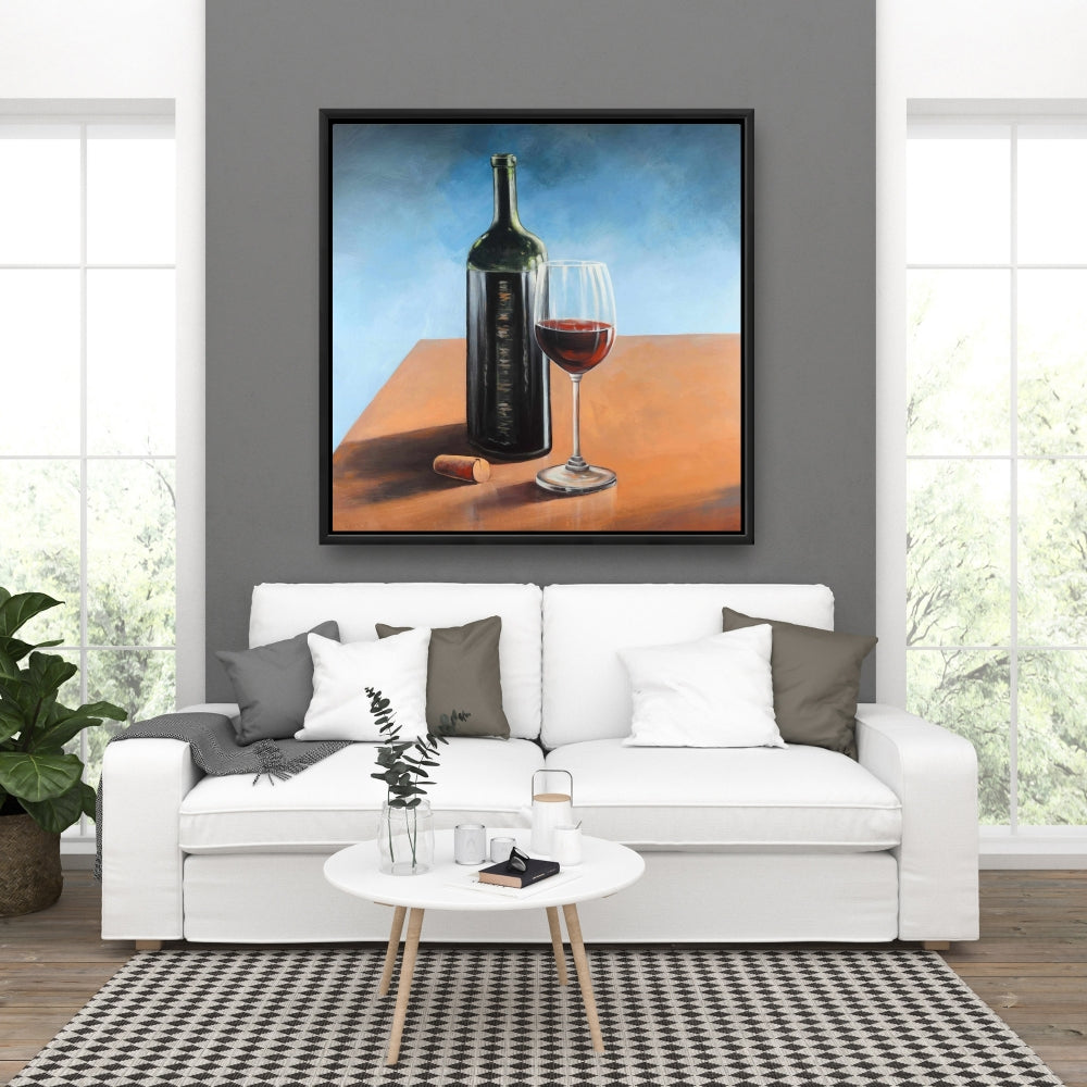 Romantic Kitchen Decor - Bordeaux Wine Glass Canvas Framed