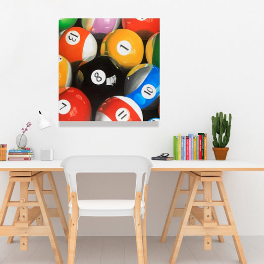 Toile en gros plan de boules de billard | Décoration d'intérieur hyperréaliste