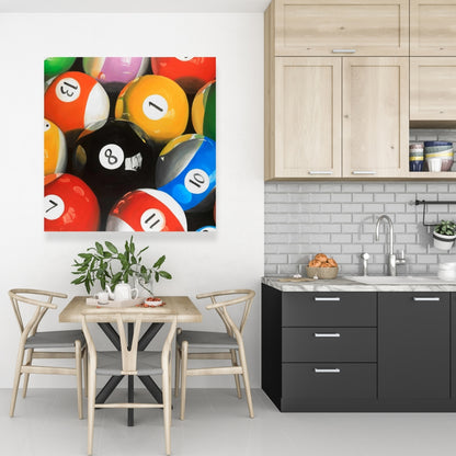 Toile en gros plan de boules de billard | Décoration d'intérieur hyperréaliste