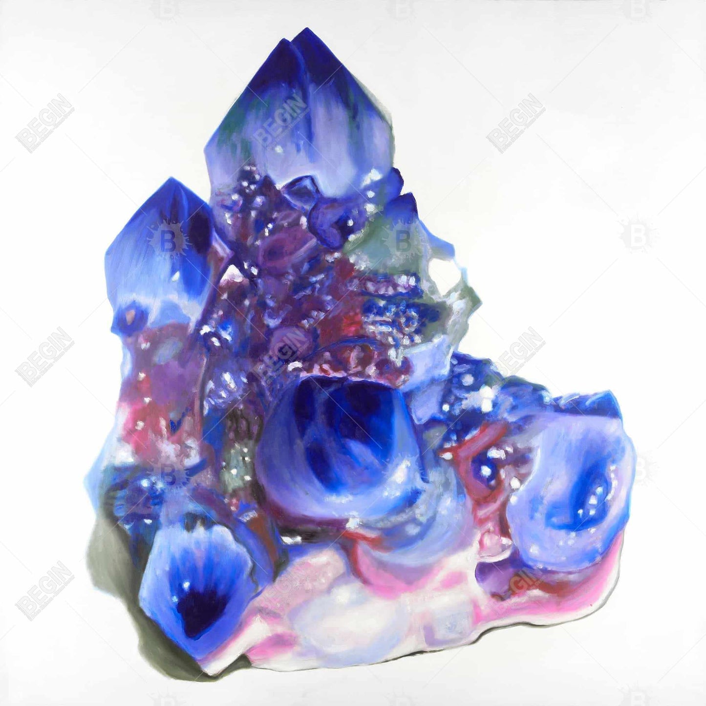 Blue & Purple Quartz Crystal Canvas | Bedroom Wall Art Decor