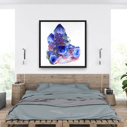 Blue & Purple Quartz Crystal Canvas | Bedroom Wall Art Decor