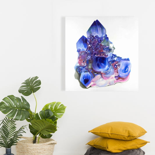 Blue & Purple Quartz Crystal Canvas | Bedroom Decor Art
