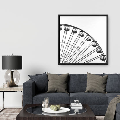 White Framed Canvas - Quarter of a Ferris Wheel - Bedroom Decor