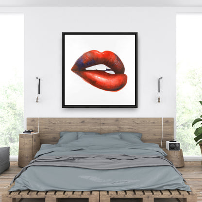 Toile « Beauté Rouge » - Magnifique œuvre d'art murale à la bouche rouge