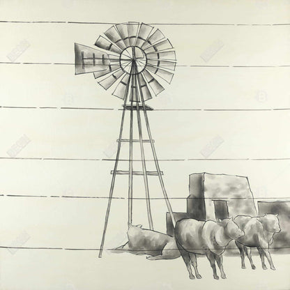Vintage Texas Windmill Canvas | Gray Framed Home Decor
