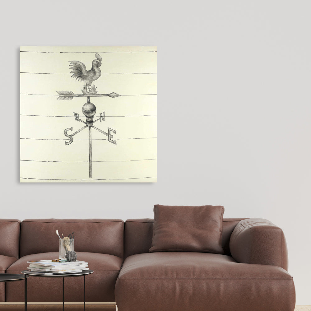 Girouette vintage animaux de la ferme décor rustique en toile grise