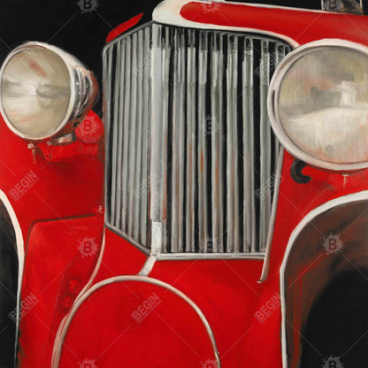 Toile Gros plan sur une voiture des années 50 | Décoration d'intérieur vintage