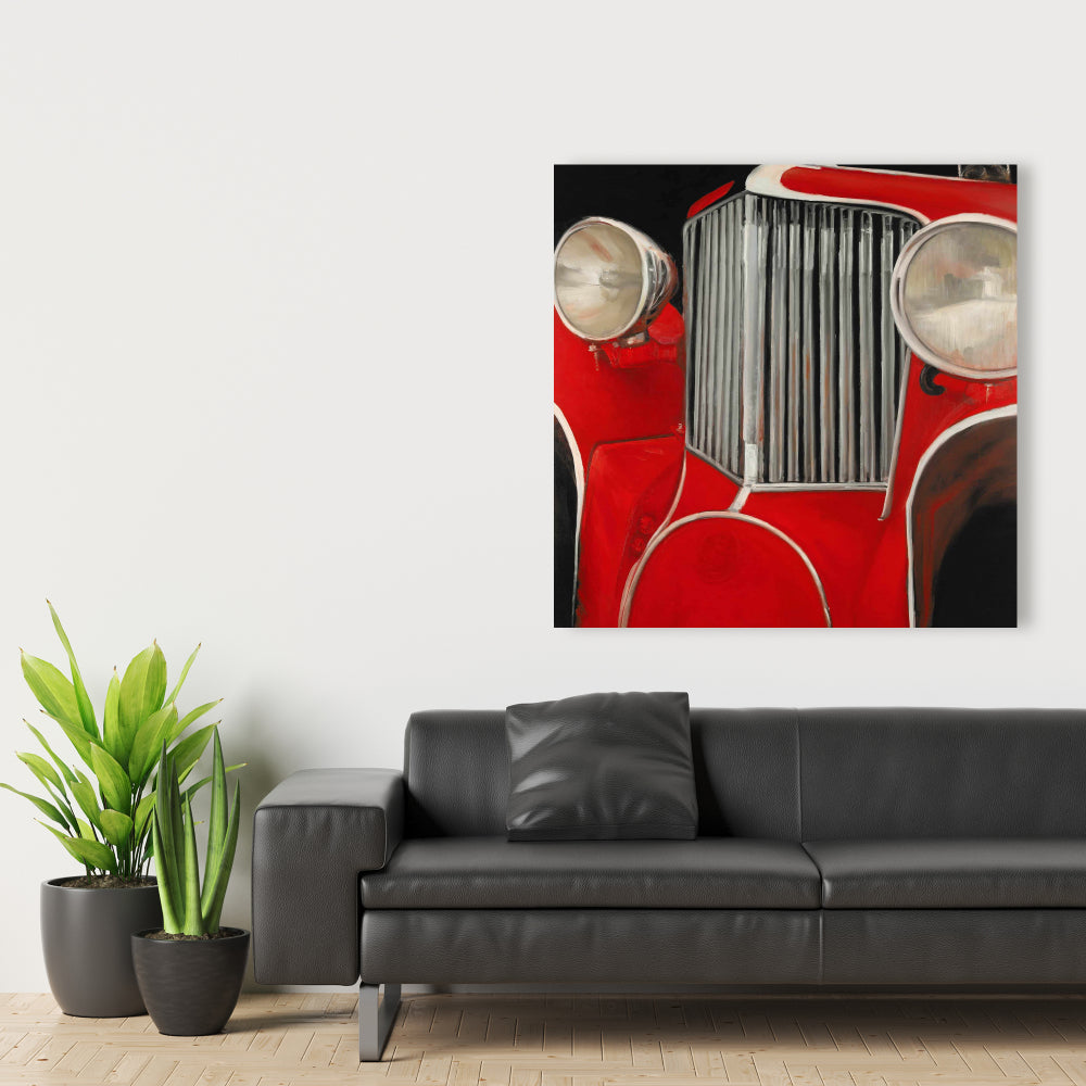 Toile Gros plan sur une voiture des années 50 | Décoration d'intérieur vintage