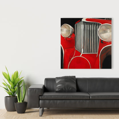 Toile Gros plan sur une voiture des années 50 | Décoration d'intérieur vintage