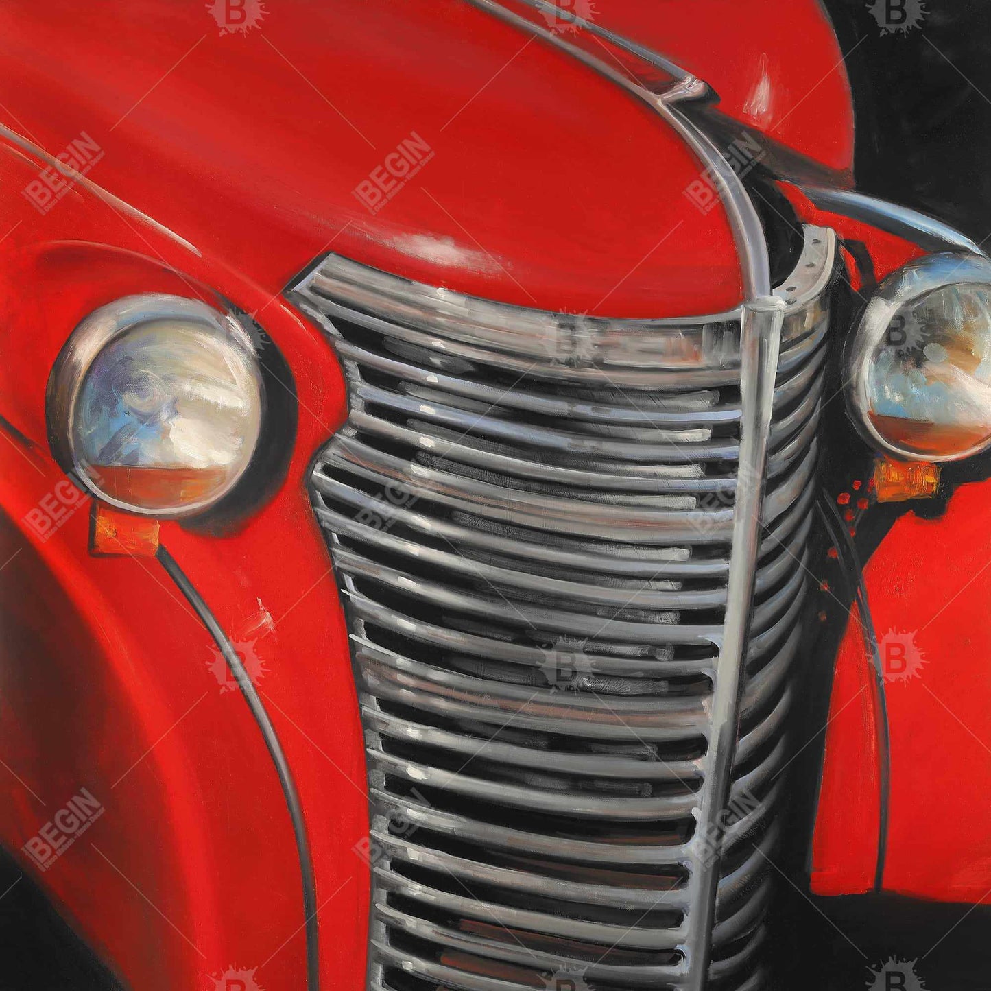 Toile vintage « Voiture des années 50 » | Décoration de chambre | Art du transport