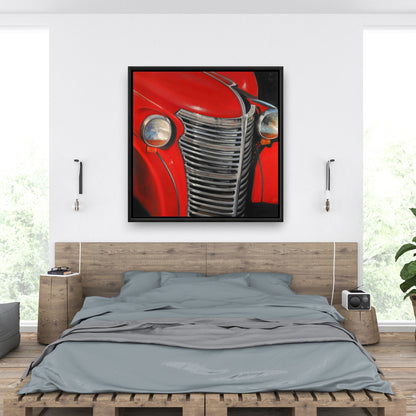50's Car Canvas | Vintage Gray Framed | Bedroom Wall Decor