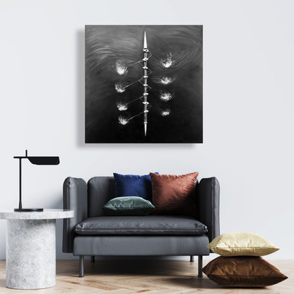 Rowing Boat Race White Canvas - Livingroom Sports Decor