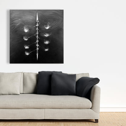 Rowing Boat Race White Canvas - Livingroom Sports Decor