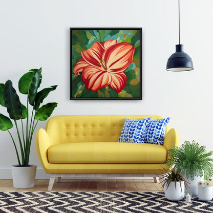 Blooming Daylilies Red Botanical Canvas | Bedroom Home Decor