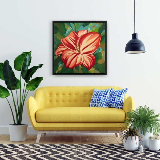 Blooming Daylilies Red Botanical Canvas | Bedroom Home Decor