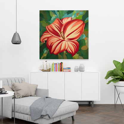 Blooming Daylilies Red Canvas | Contemporary Bedroom Decor