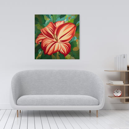 Blooming Daylilies Red Canvas | Contemporary Bedroom Decor