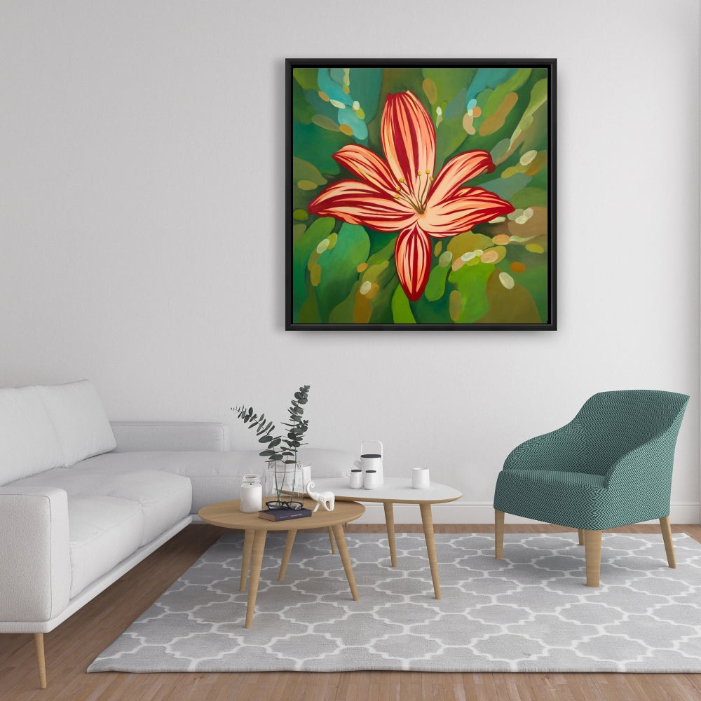 Blaze Tiger Lilies Red Floral Botanical Framed Canvas Decor