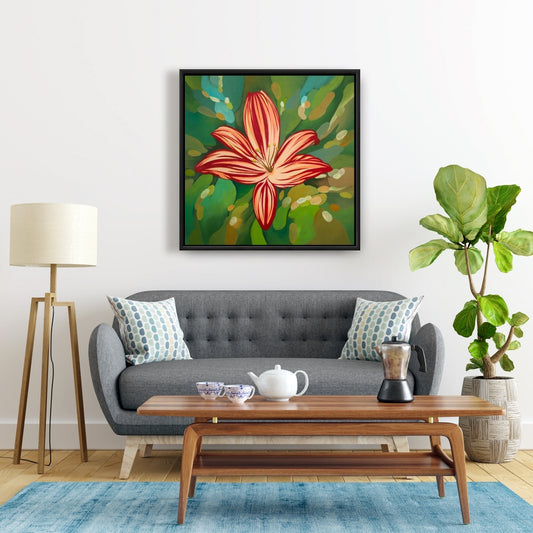 Blaze Tiger Lilies Red Floral Botanical Framed Canvas Decor