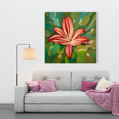 Blaze Tiger Lilies Red Floral Canvas - Bedroom Wall Art Decor