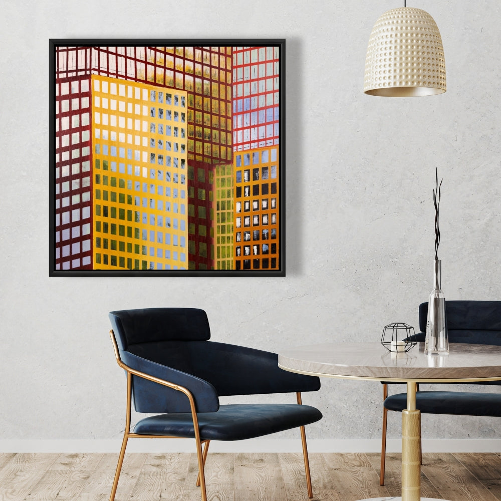 Skyscrapers Framed Canvas | Contemporary Living Room Decor