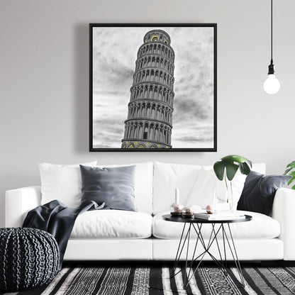 Toile de la Tour de Pise | Décoration d'intérieur : Construire des villes grises