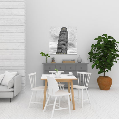 Tower of Pisa Canvas - Gray Wall Art Decor for Home