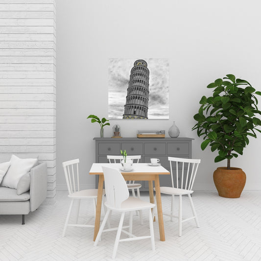 Tower of Pisa Canvas - Gray Wall Art Decor for Home