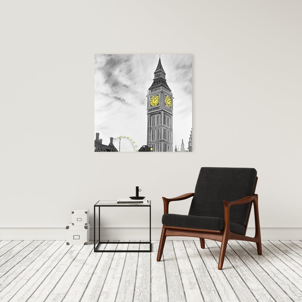 Outline of Big Ben in London Canvas | Bedroom Wall Art Decor