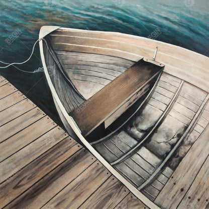 Abandoned Rowboats Coastal Canvas - Boat Bedroom Wall Art Decor