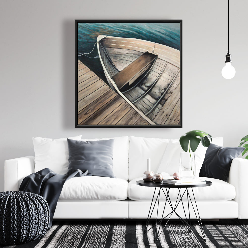 Abandoned Rowboats Coastal Canvas - Boat Bedroom Wall Art Decor