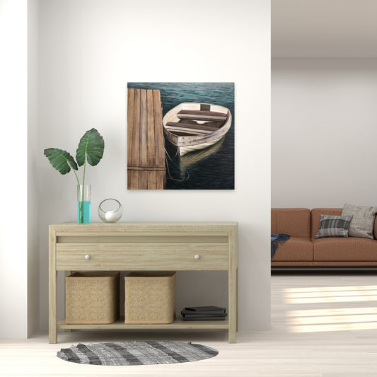 Blue Coastal Rowboat Canvas | Bedroom Wall Art Decor