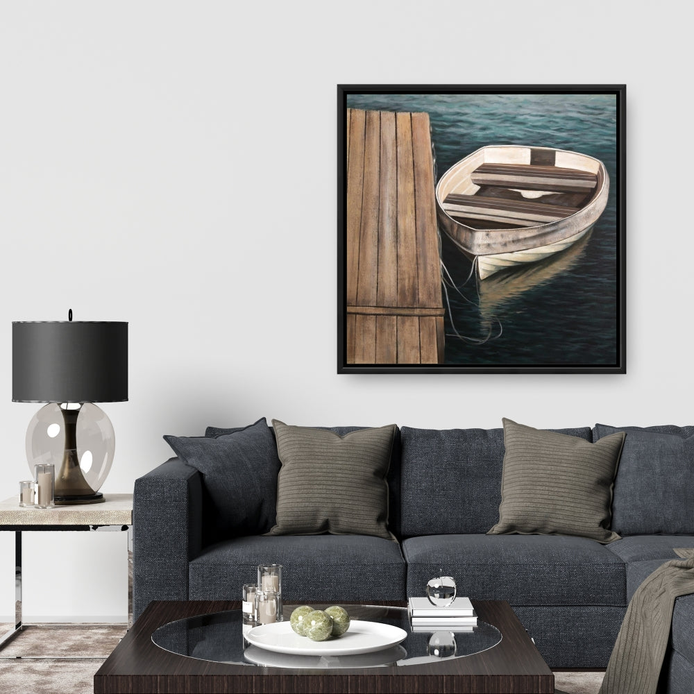 Coastal Bedroom Canvas - Rowboats Framed Art for Home Decor