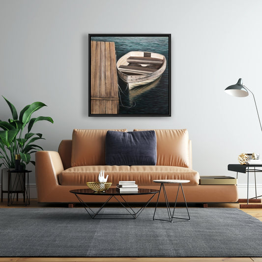 Coastal Bedroom Canvas - Rowboats Framed Art for Home Decor