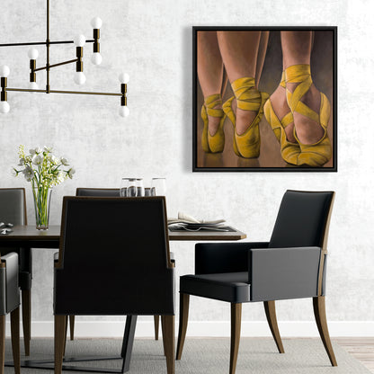 Synchronized Ballerinas | Yellow Sports Canvas for Home Decor