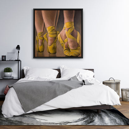 Synchronized Ballerinas | Yellow Sports Canvas for Home Decor