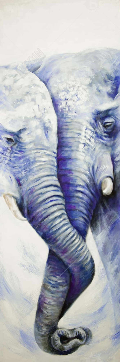 Blue Bedroom Decor | Romantic Elephant Couple Canvas Art