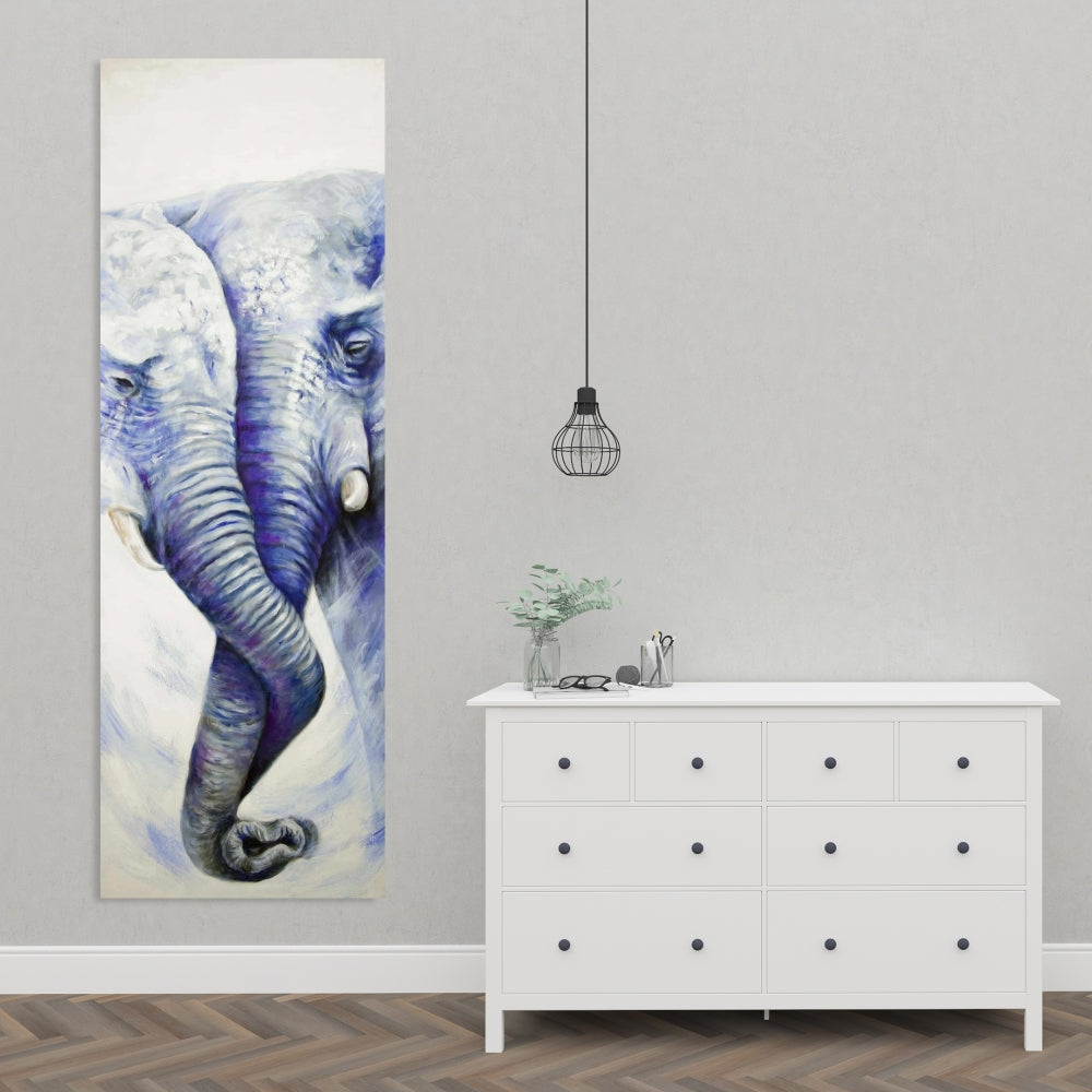 Blue Elephant Romantic Canvas | Elephant Couple Home Decor