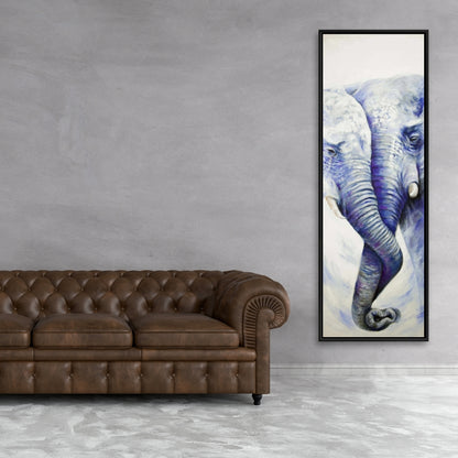 Blue Bedroom Decor | Romantic Elephant Couple Canvas Art
