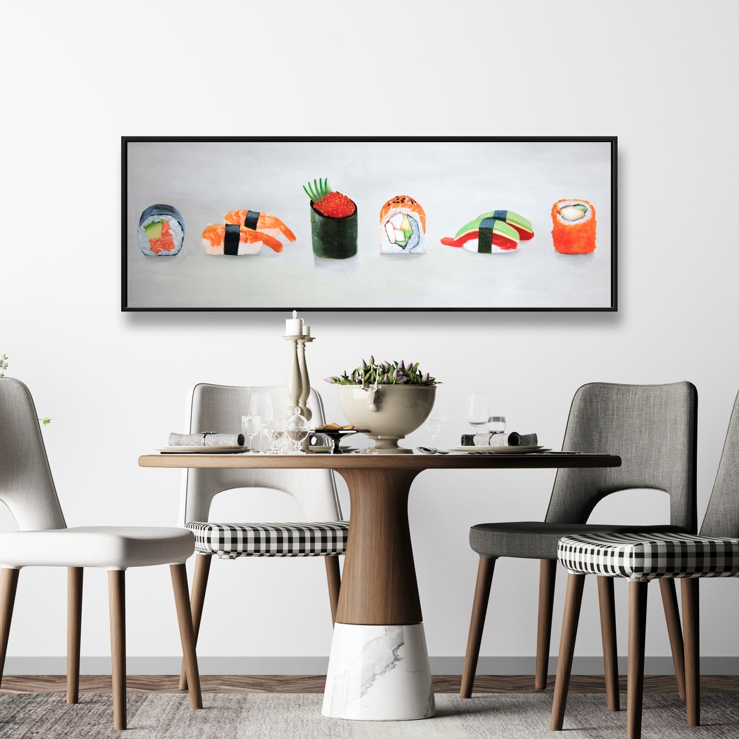 Six Pieces Sushi Assortment Canvas | Asian Kitchen Decor