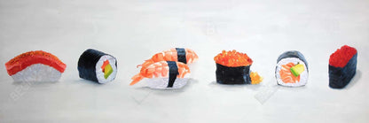 Delicious Sushis Canvas - Asian Food Gray Framed Home Decor